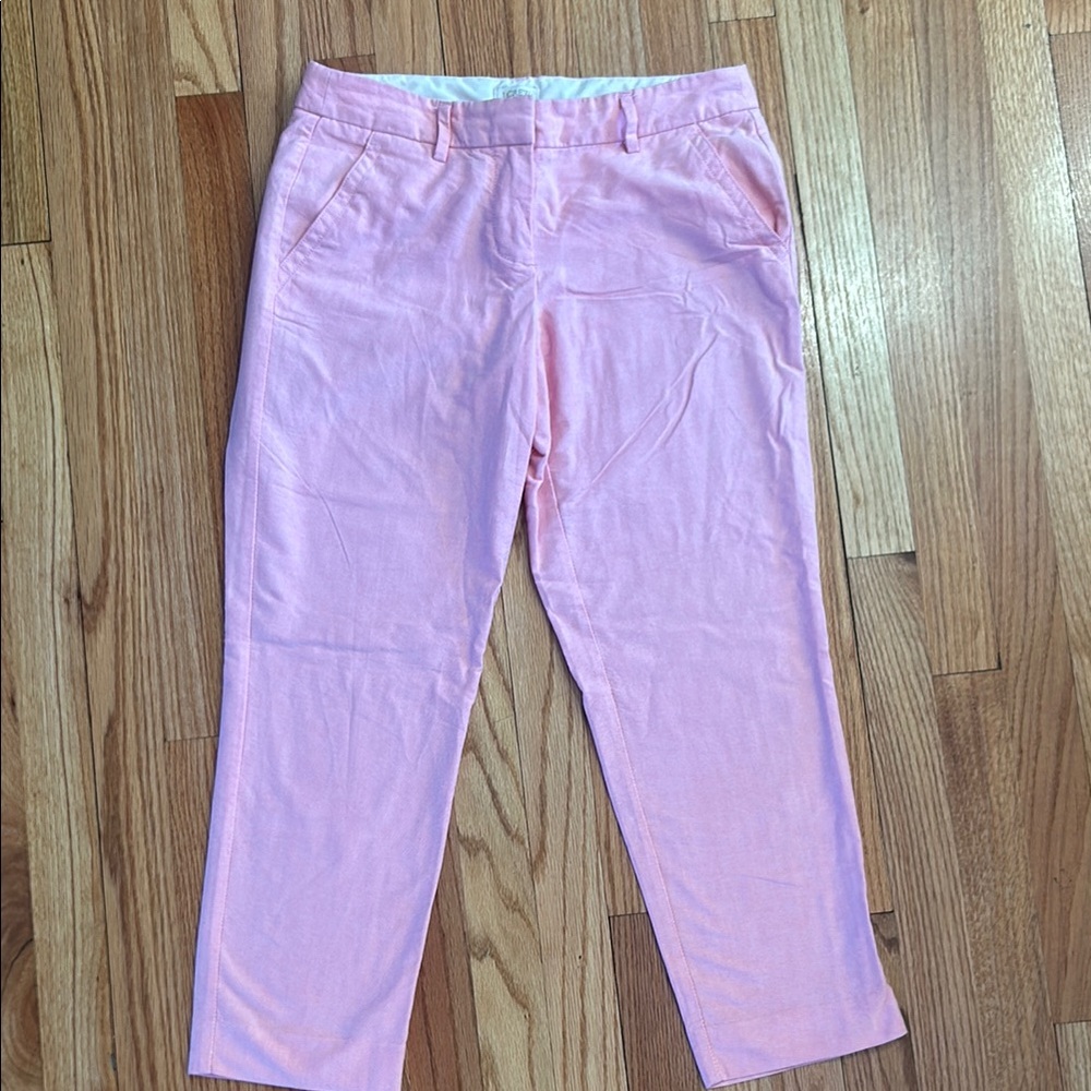 J. Crew Casual Pink Ankle-Length Cotton Blend Pants